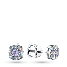 Пусеты из серебра с танзанитами и бриллиантами