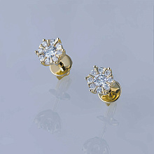 Пусеты из желтого золота c бриллиантами