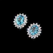 Серьги из белого золота с топазами и бриллиантами выращенными