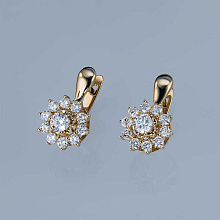 Серьги из желтого золота (изготовление) с бриллиантом