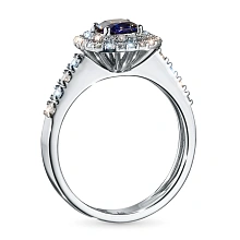 Кольцо из белого золота с сапфиром и бриллиантами