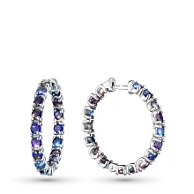 Серьги из серебра с сапфирами и бриллиантами