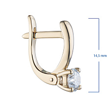 Серьги из желтого золота с бриллиантом