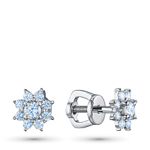 Пусеты из серебра c бриллиантами выращенными