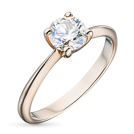 Классическое кольцо из красного золота с бриллиантом