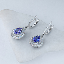 Серьги из белого золота с топазами и бриллиантами (изготовление)