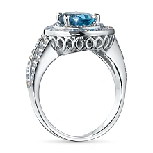 Кольцо из белого золота с топазом и бриллиантами