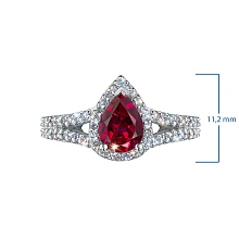 Кольцо из белого золота с и рубином и бриллиантами