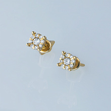 Пусеты из желтого золота с бриллиантами (изготовление)