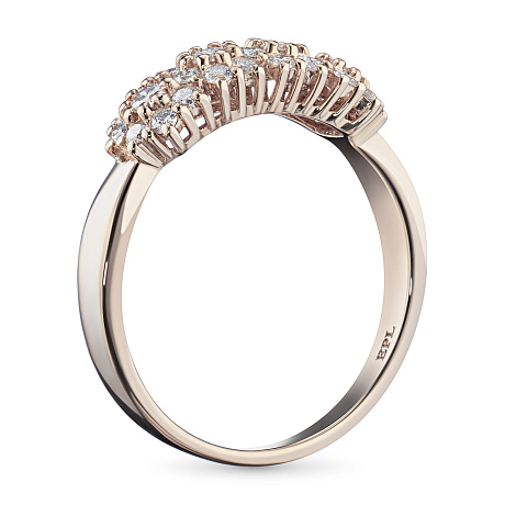 Классическое кольцо из красного золота с бриллиантами