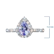 Кольцо из белого золота с танзанитом и бриллиантами