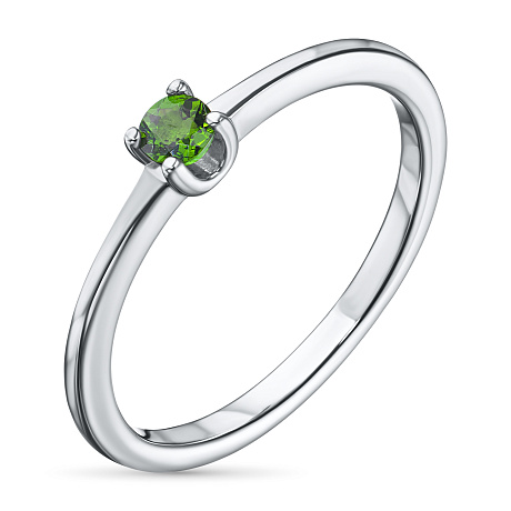 Помолвочное кольцо из серебра с хромдиопсидом