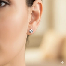 Пусеты из белого золота c бриллиантами