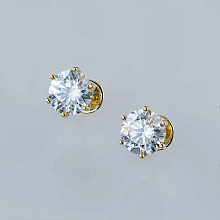 Пусеты из желтого золота (изготовление) с бриллиантом