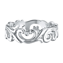 Классическое кольцо из серебра с бриллиантами