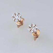 Пусеты из красного золота с бриллиантами