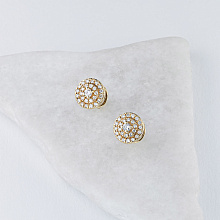 Пусеты из желтого золота c бриллиантами выращенными