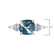 Кольцо из белого золота с и топазом и бриллиантами