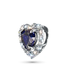 Подвеска из белого золота с сапфиром и бриллиантами выращенными