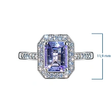 Кольцо из белого золота с танзанитом и бриллиантами