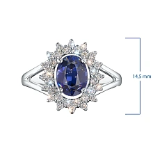 Кольцо из белого золота с сапфиром и бриллиантами