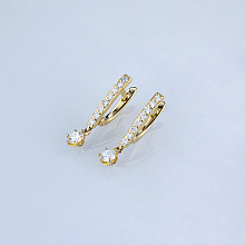 Серьги из желтого золота (изготовление) с бриллиантом