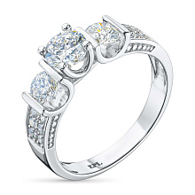 Классическое кольцо из белого золота c бриллиантами