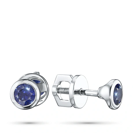 Пусеты из серебра с сапфирами